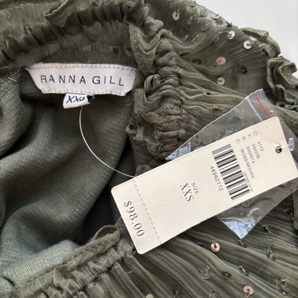 Ranna Gill Green Mesh Beaded Top XXS NEW NWT Anthropologie - Picture 6 of 8
